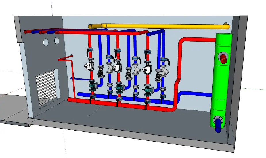 Installation chaufferie YGNIS avec tuyauterie