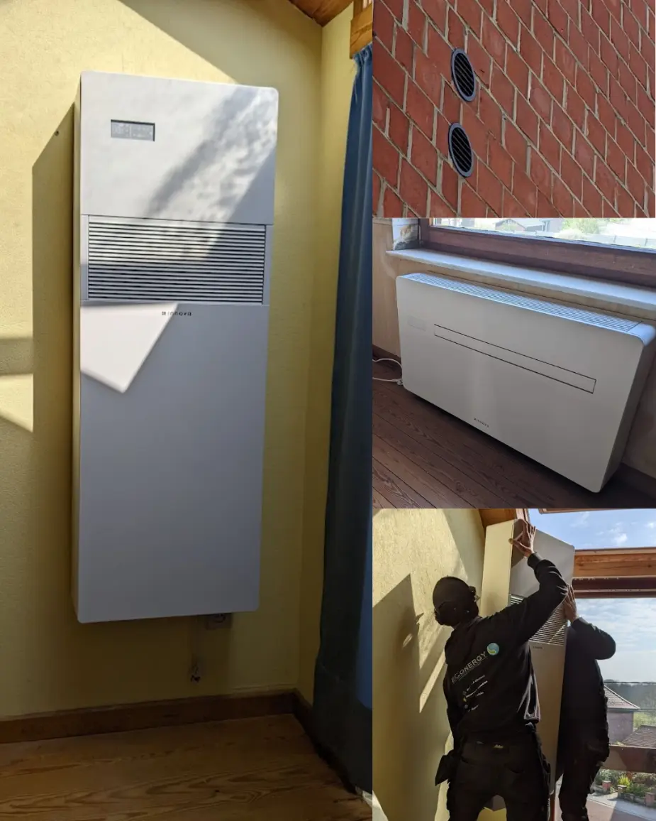 Climatiseur réversible avec pompe à chaleur intégrée sans unité extérieure installé dans une habitation